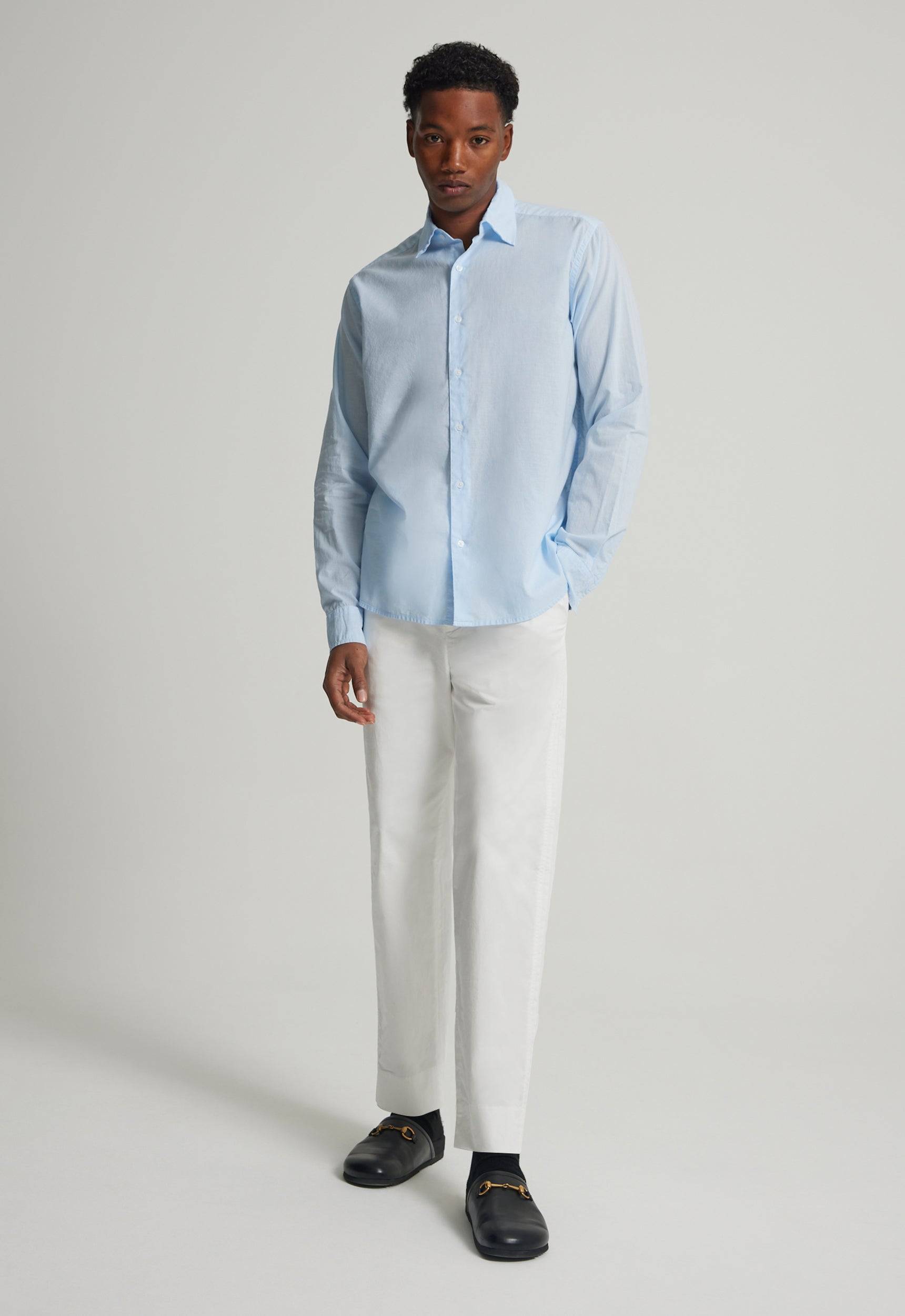 Jac+Jack FOLDED COLLAR COTTON SHIRT in Day Blue